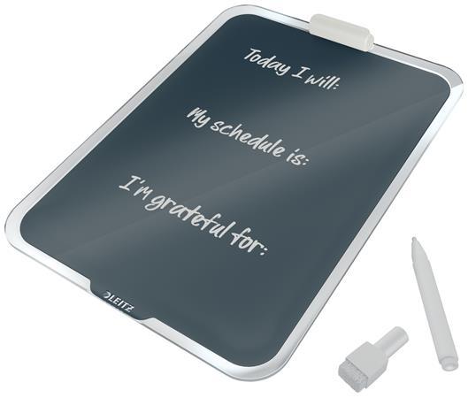 Magnetický sklenený flipchart, stolný, A4, LEITZ "Cosy", zamatová sivá 1