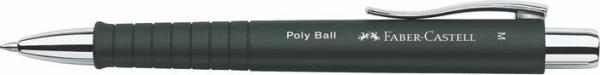 Guľôčkové pero, stláčací mechanizmus, čierne telo, FABER-CASTELL "Poly Ball", modrá 1