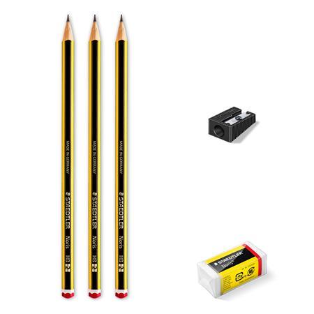 Grafitová ceruzka, HB, šesťhranná, so strúhadlom a gumou, STAEDTLER "Noris" 2