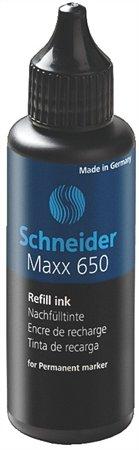 Náhradná náplň do permanentných popisovačov, 50 ml, SCHNEIDER "650", čierna 1