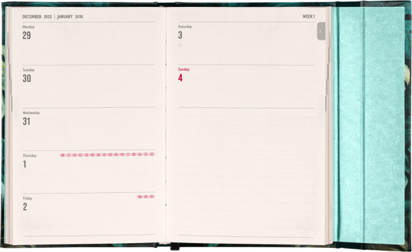 NOTIQUE Týždenný magnetický diár Monstera 2026, 11 x 16 cm 1