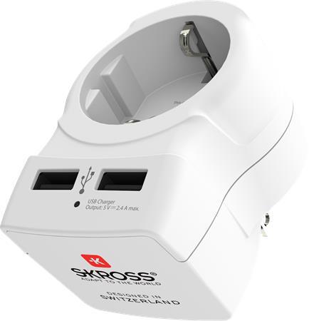 Cestovný adaptér, do USA, USB, uzemnený, SKROSS 2