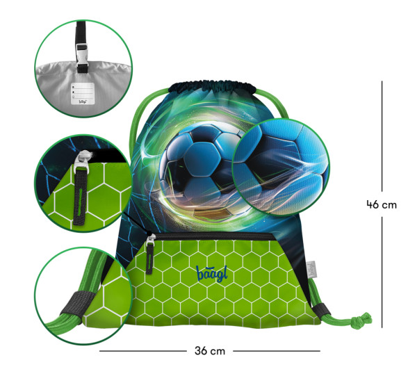BAAGL SADA 3 Zippy Plus Futbalová lopta: aktovka, peračník, vrecko 11