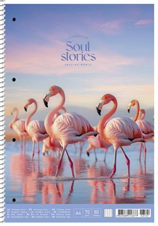 Špirálový zošit, A4, štvorčekový, 80 listov, SHKOLYARYK "Soul stories", mix 1