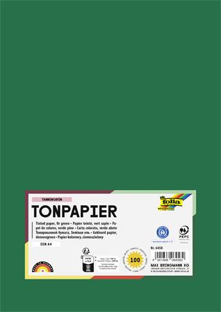 Farebný papier, A4, 130 g, 100 listov, FOLIA, tmavozelená