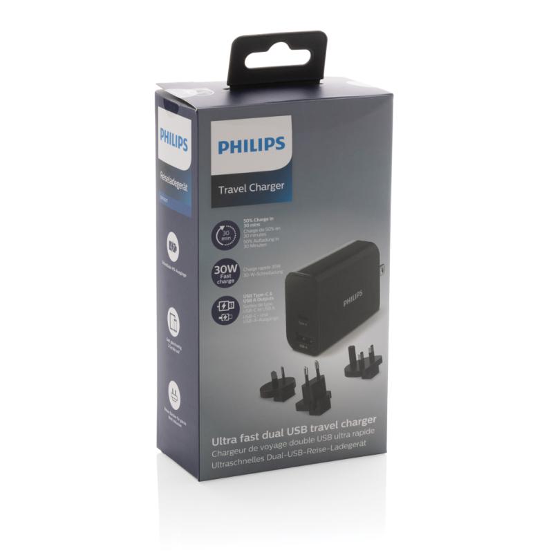 Ultra rýchly PD cestovný nabíjací adaptér Philips čierna 8