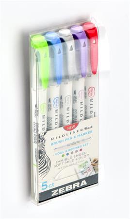 Fixky, sada, obojstranné, ZEBRA "Mildliner Cool & Refined", 5 farieb 2
