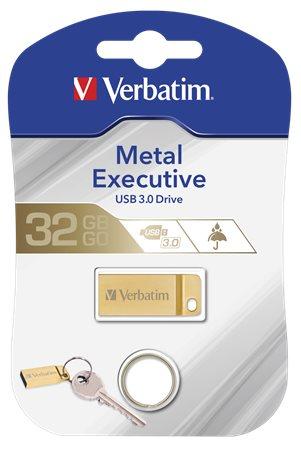 USB kľúč, 32GB, USB 3.0,  VERBATIM "Executive Metal", zlatá 2