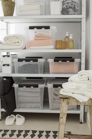 Úložný box, plastový, 21  l, čierne úchytky, SMARTSTORE "Classic 24", priehľadný 2