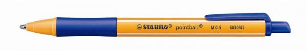 Guľôčkové pero, 0,5 mm, stláčací mechanizmus, STABILO "Pointball", modré 1