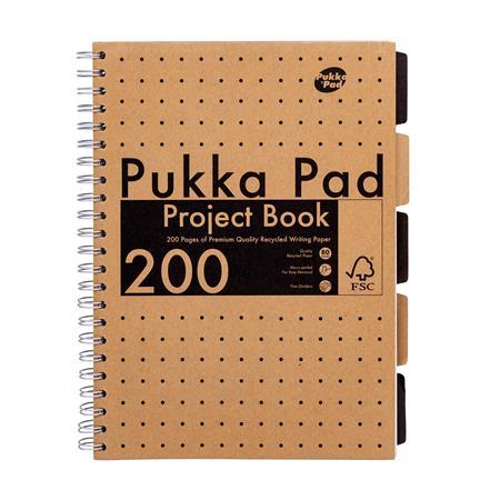 Špirálový zošit, A4, linajkový, 100 listov, PUKKA PAD "Kraft project book" 1