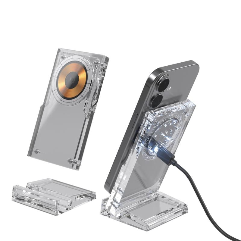 Magnetický bezdrôtový nabíjací stojan Magcharge 15W priehľadné 4