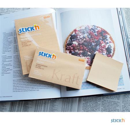 Samolepiaci poznámkový blok, linajkový, 150x101 mm, 100 listov, STICK N "Kraft Notes" 4