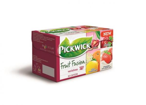 Ovocný čaj, 20x2 g, PICKWICK "Fruit Fusion", jahoda-smotana, citrus-baza, višňa, brusnica-