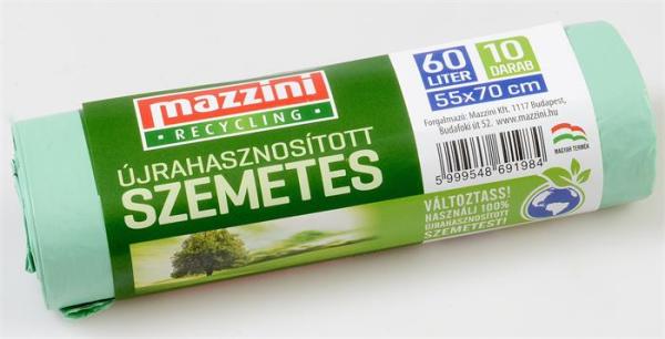 Vrecia na odpadky, recyklované, 60 l, 10 ks, 55x70 cm, MAZZINI