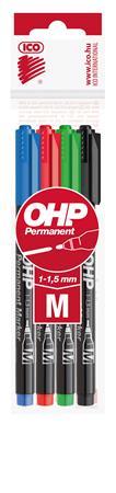 Permanentný popisovač, sada, OHP, 1-1,5 mm, M, ICO, 4 rôzne farby 1