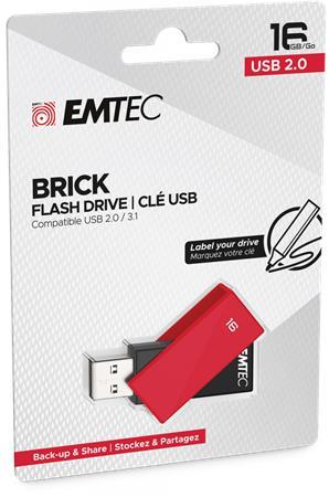 USB kľúč, 16GB, USB 2.0, EMTEC "C350 Brick", červená 1