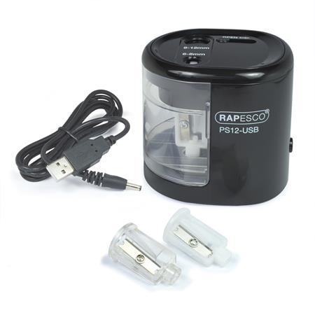 Strúhadlo, 2 otvory, stolové, elektrické, USB konektor, RAPESCO"PS12-USB", čierna 3