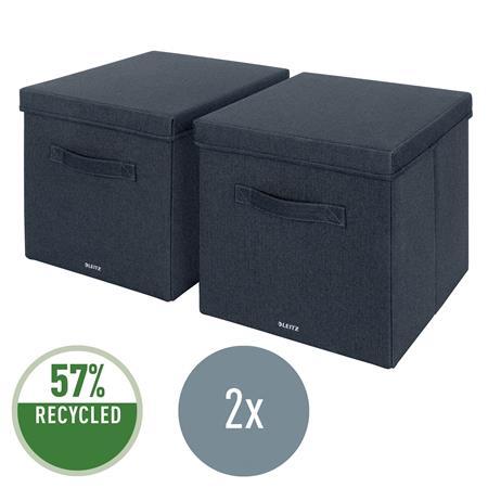 Úložný box, textilný, rozmer L, LEITZ "Fabric", zamatová sivá 3