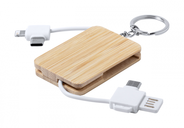 Rusell prívesok na kľúče s USB nabíjacím káblom
