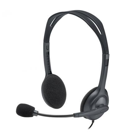 Náhlavné slúchadlá, s mikrofónom, drôtové, LOGITECH "H111", čierna 1
