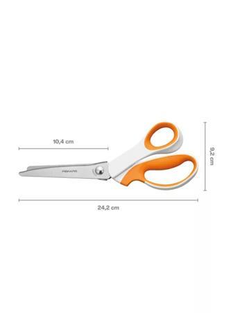 Nožnice, cikcak, 24,2 cm, FISKARS "SoftGrip™", biela/oranžová 1