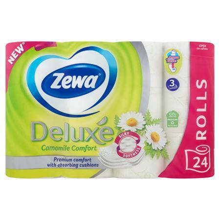 Toaletný papier, 3-vrstvový, 24 malých roliek, ZEWA "Deluxe", kamilka