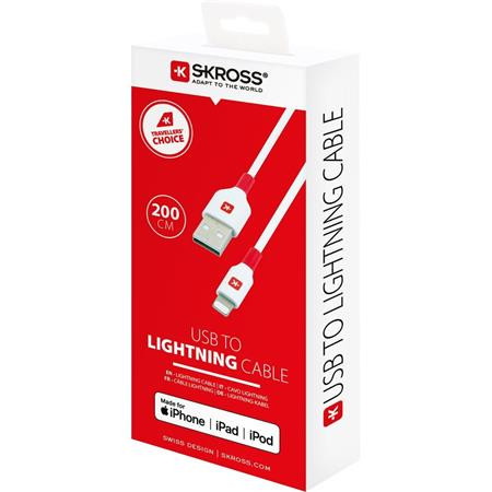 Nabíjací kábel USB-A/Lightning (Apple), 2 m, SKROSS, biely 2