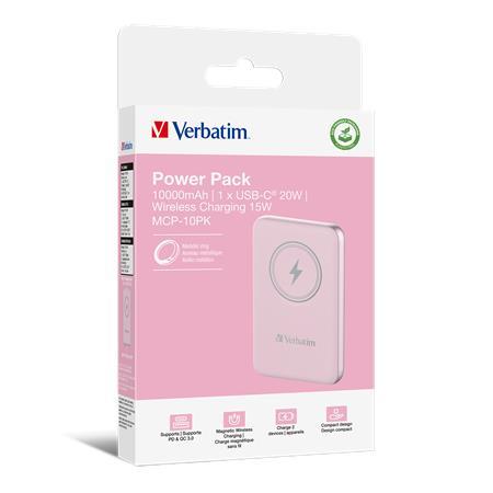Prenosná batéria, bezdrôtové nabíjanie, 10000 mAh, VERBATIM "MCP-10, ružová 4