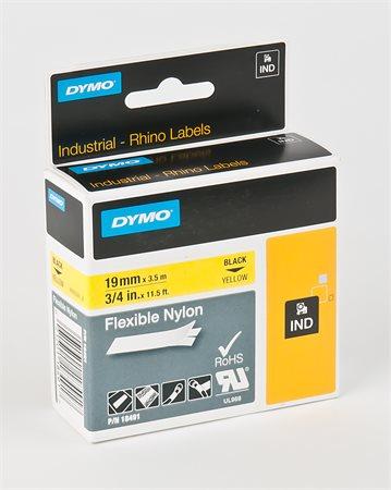 Páska do štítkovača, flexibilná ID, 19 mm x 3,5 m, DYMO "Rhino", žltá-čierna 1