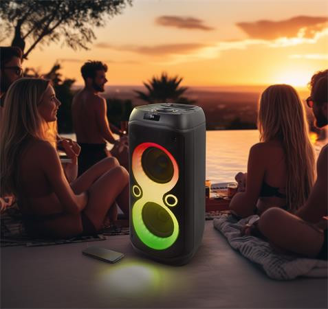 Reproduktor, Bluetooth, s mikrofónom, LED svetlá, 600W, MUSE "M-1937DJ", čierny 4