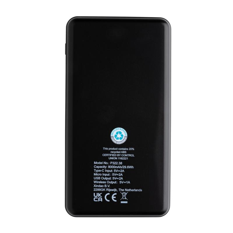 Bezdrôtová powerbanka 8 000 mAh z bambusu a RCS Rplastu hnedá 5