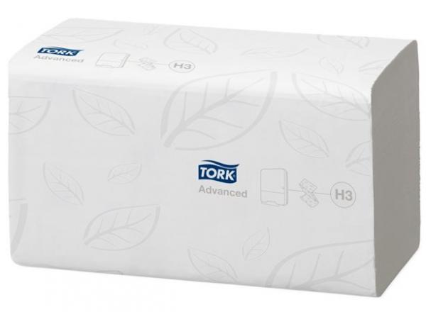 Papierové utierky, Z ohyb, 2-vrstvové, H3 systém, Advanced, TORK "Singlefold", biela 1