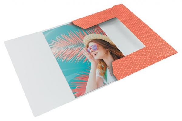 Doska s gumičkou, kartónová, A4, ESSELTE "Colour`Breeze", koralová 2