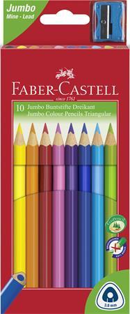 Farebné ceruzky, sada, trojhranný tvar, FABER-CASTELL "Jumbo", 10 rôznych farieb 1