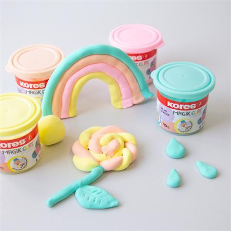 Plastelína,160 g, schnúca na vzduchu, 4 pastelové farby, KORES "Magic Clay" 5