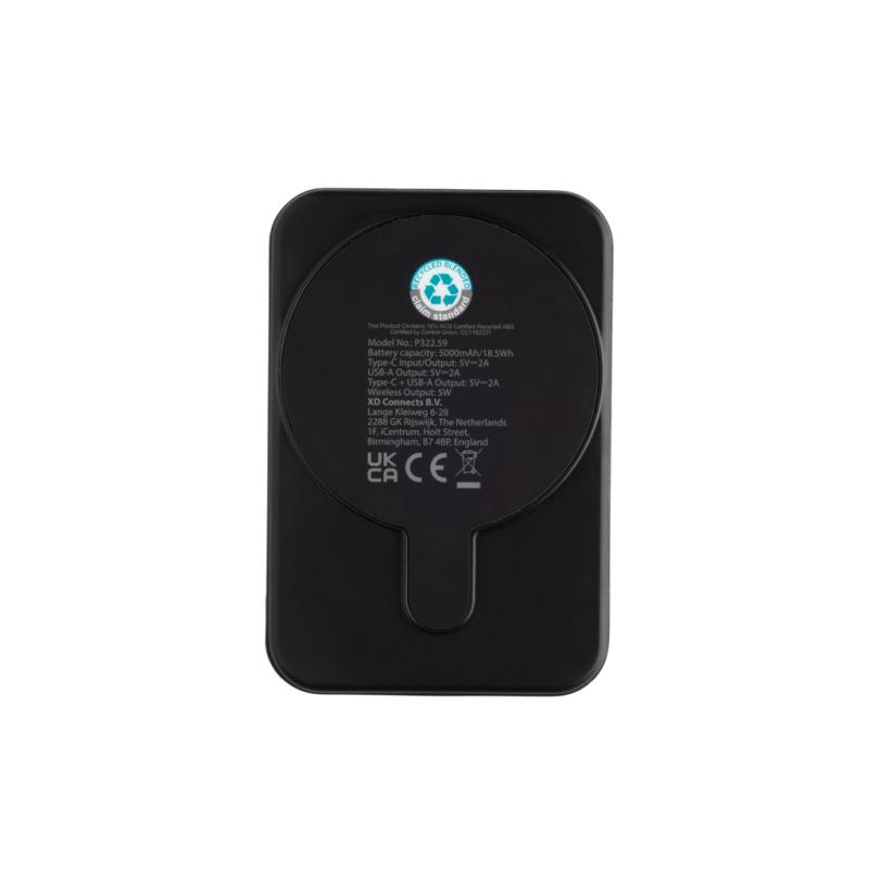 Magnetická powerbanka Stellar 5000mAh 5W z RCS plastu čierna 3