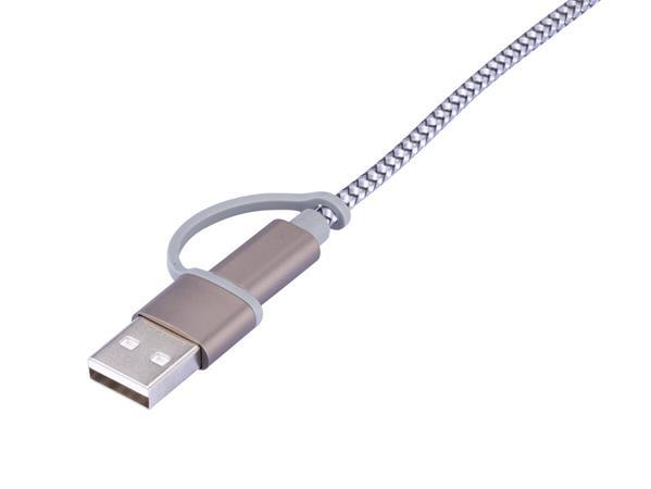 Univerzálny kábel 3 v 1, 1 m, TROIKA "Dreizack", sivá 3