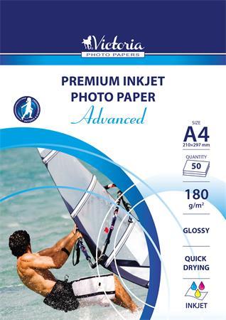 Fotopapier, pre atramentovú tlač, A4, 180 g, vysokolesklý, VICTORIA "Advanced" 1