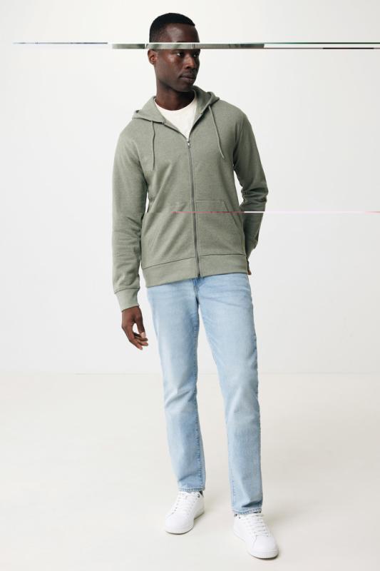Mikina na zips s kapucňou IQONIQ Abisko z recykl. bavlny heather green M 9