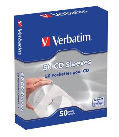 VERBATIM Papierové obálky na CD/DVD, biele, 50ks/bal 1