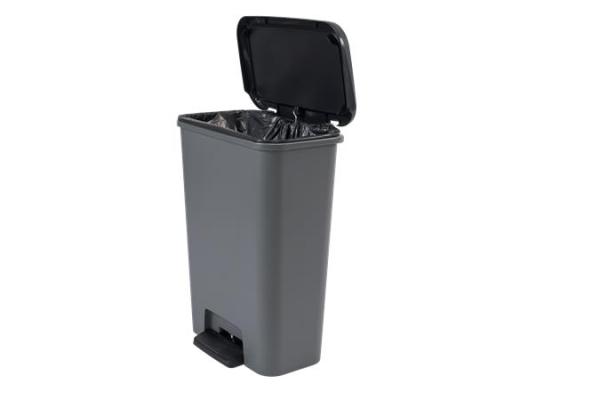 Odpadkový kôš, pedálový, hranatý, 50 l, CURVER "Compatta", tmavosivá 1