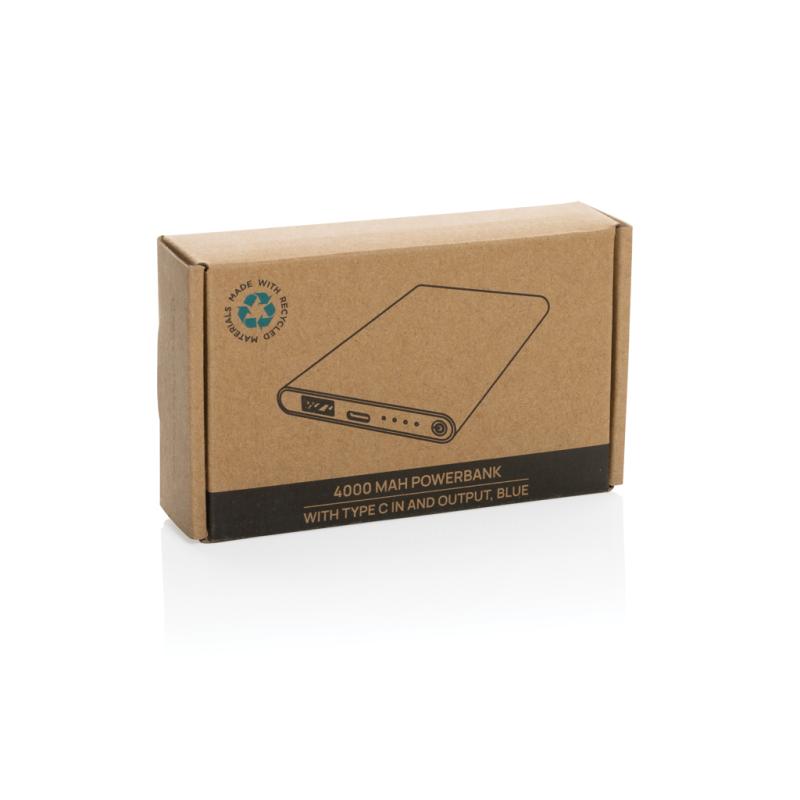 Powerbanka 4000mAh s USB C z RCS recykl. plastu a hliníka modrá 11