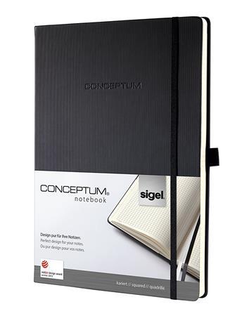 Zápisník, A6, štvorčekový, 97 strán, tvrdá obálka, SIGEL "Conceptum", čierna 1