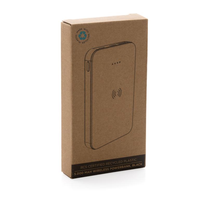 Bezdrôtová powerbanka 5000 mAh 5W z RCS recykl. plastu čierna 13