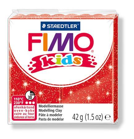 Modelovacia hmota, polymérová, FIMO "Kids", trblietavá červená 1