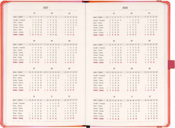 NOTIQUE Planbook diár/notes Korál 2027, 13 x 21 cm 2