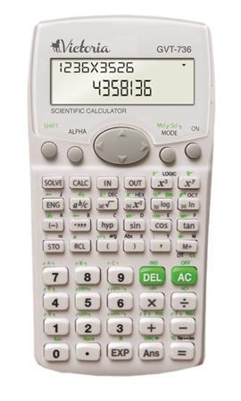 Kalkulačka, vedecká, 283 funkcií, VICTORIA "GVT-736", biela 1