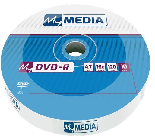 DVD-R disk, 4,7 GB, 16x, 10 ks, zmršťovacie balenie, MYMEDIA 1