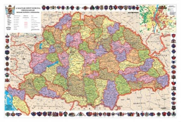 STIEFEL Podložka na stôl, obojstranná,"Szent Korona országai/Történeti emlékek - Historická mapa M